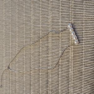 Bar Necklace Faux Pearl Silvertone